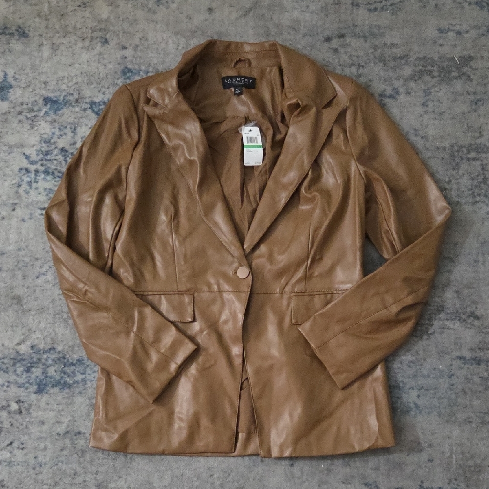 Laundry By Shelli Segal Camel Leather Blazer
